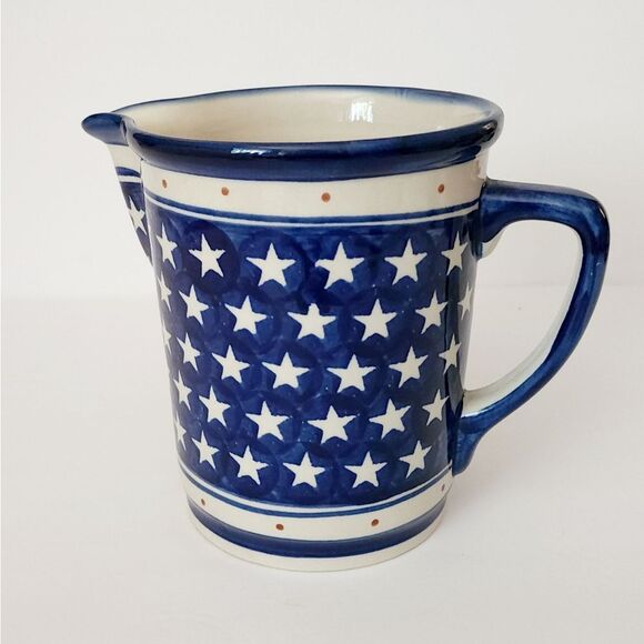 Vintage Ceramic Boleslawiec polish stars pitcher - Picture 2 of 8